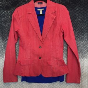 Denim blazer w stretch pink red